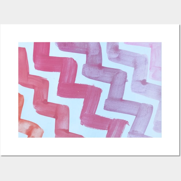 Watercolor rainbow zig zag Pattern watercolour painting Wall Art by WatercolorFun